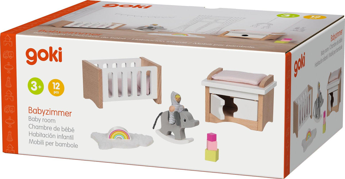 Puppenmöbel Style Set mit Bettchen und Kommode – Seitenansicht