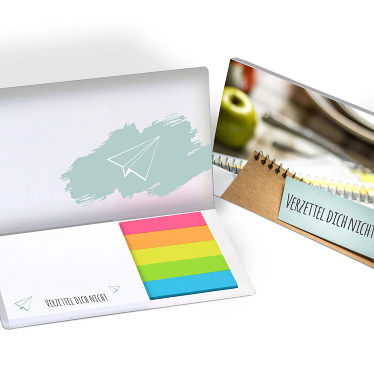 Quadratische Haftnotiz im Haftset 126 x 75 mm mit Logo – Papiermarker neutral