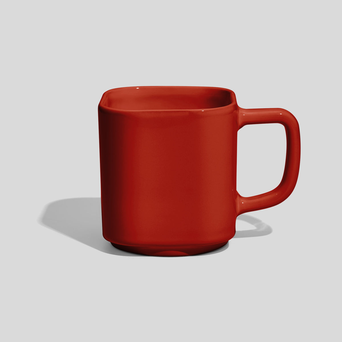 Quadratische Keramiktasse 290 ml mit eckigem Henkel – Rot