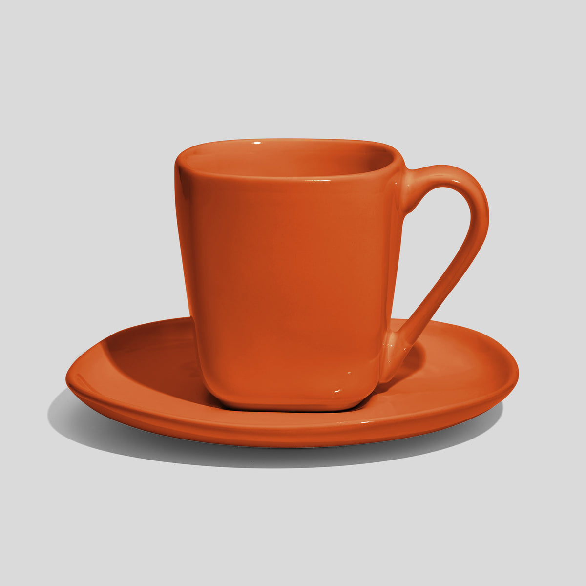Quadratische Tasse mit Untertasse 180 ml – Orange