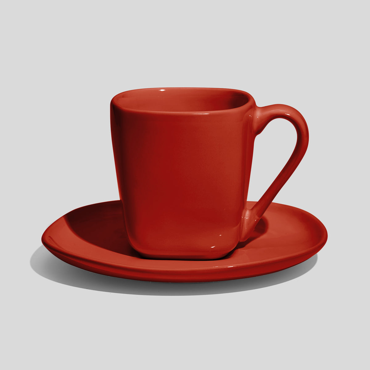 Quadratische Tasse mit Untertasse 180 ml – Rot