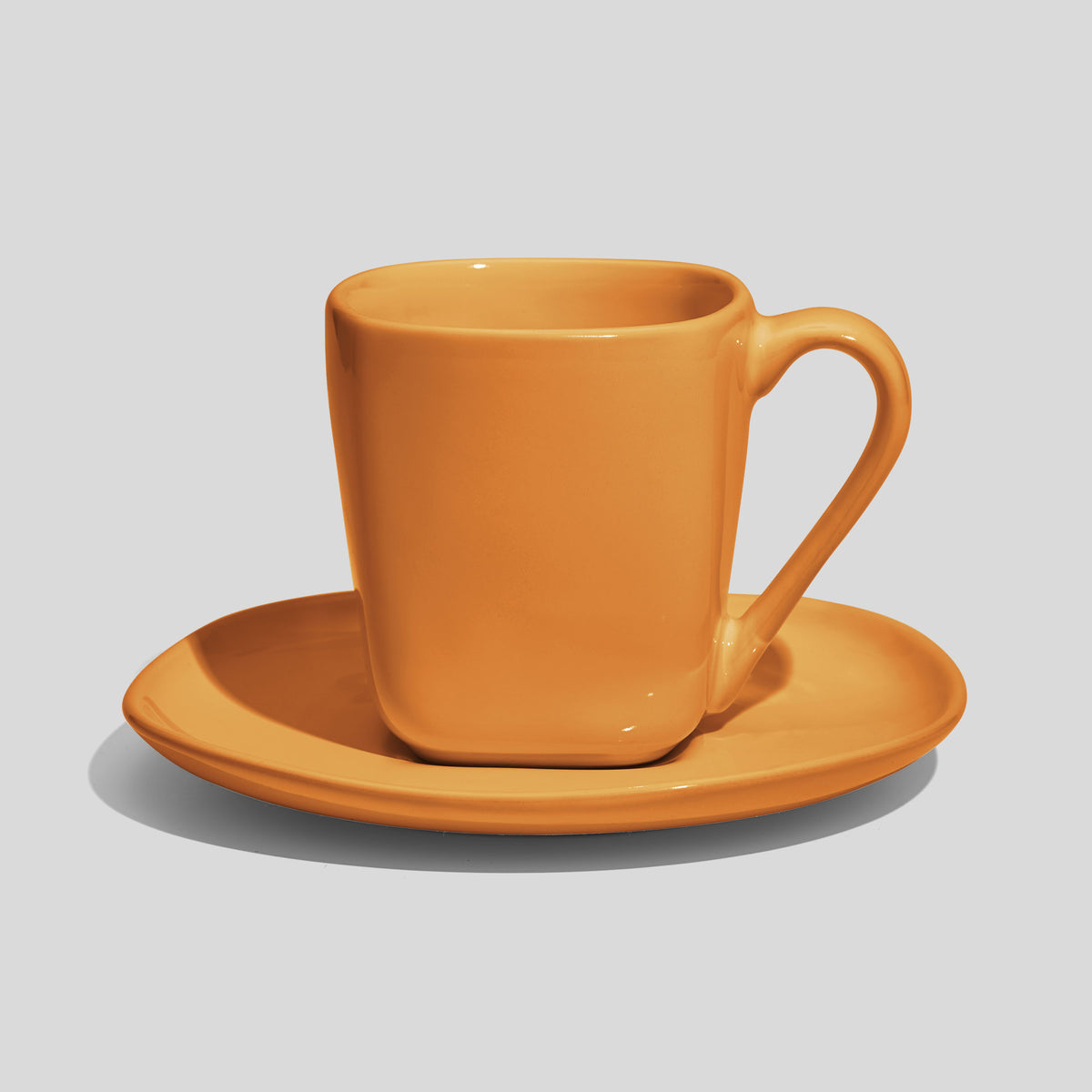 Quadratische Tasse mit Untertasse 180 ml – Senfgelb