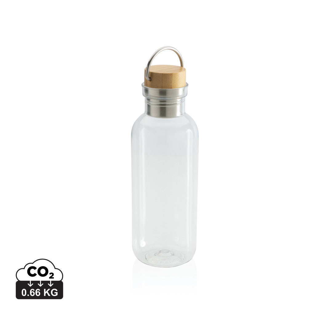 RCS rPET Flasche with Bambusdeckel und Griff – transparent