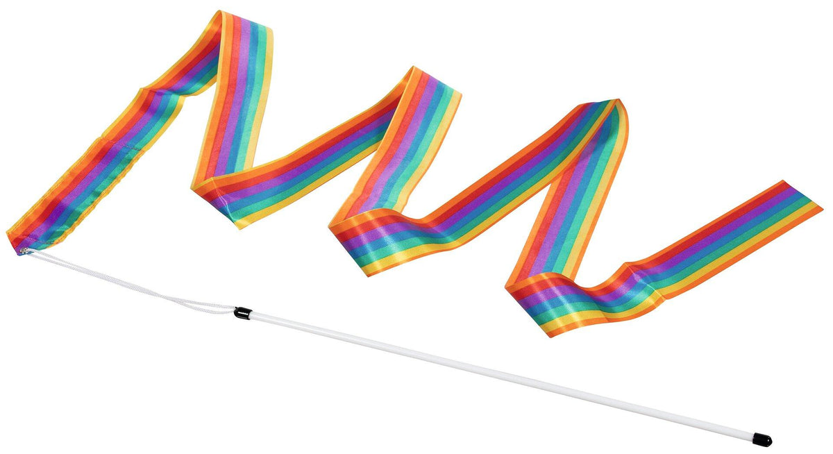 Regenbogen Gymnastikband mit Stab und Schlaufe – Detail