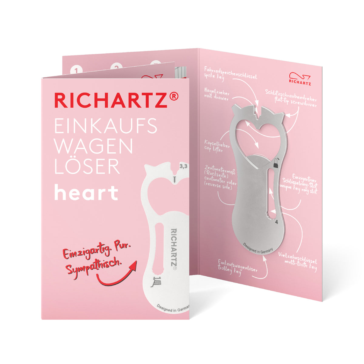 RICHARTZ Einkaufswagenlöser heart mit Herz – Verpackung