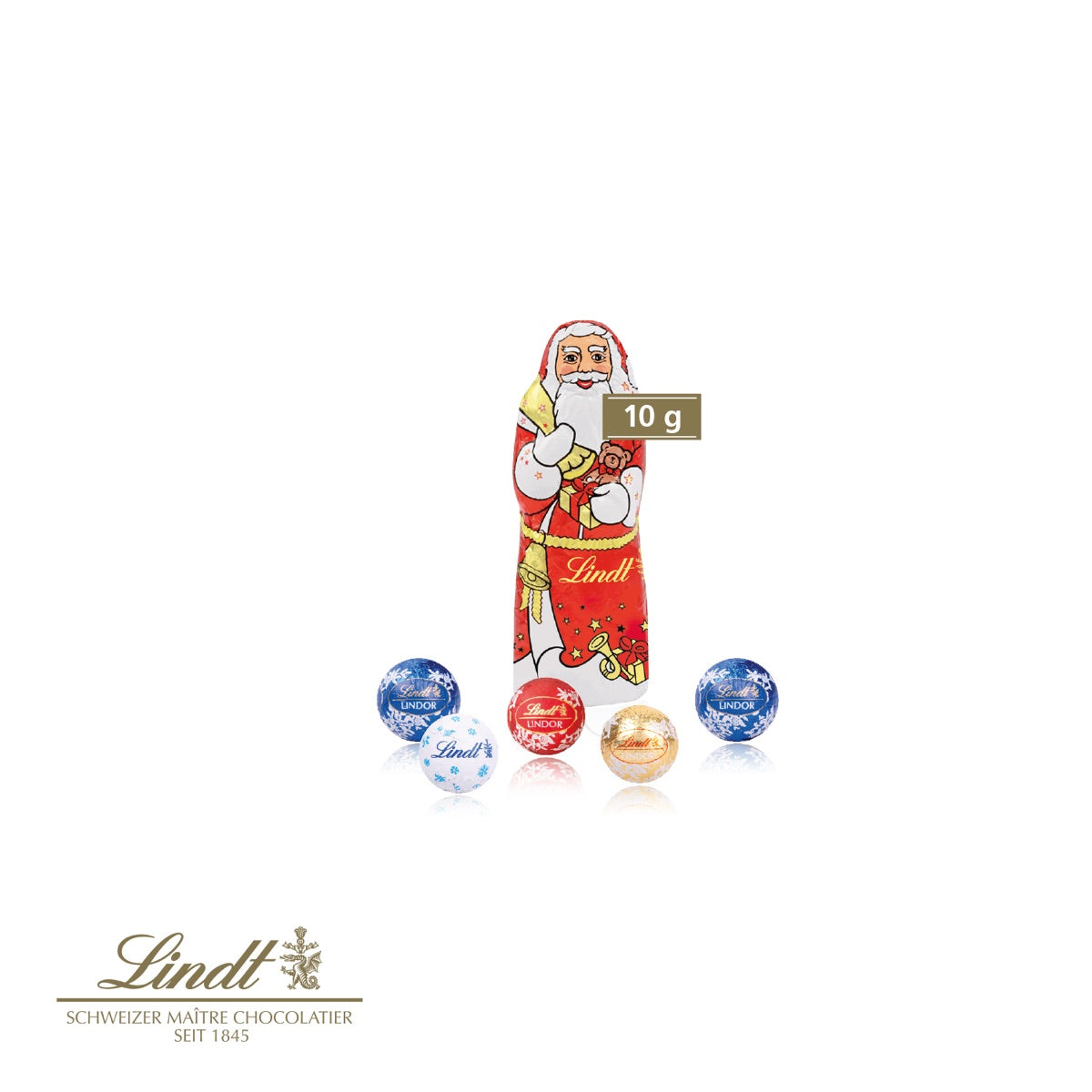 Santa Werbebox mit Lindt Minis und Lindt Weihnachtsmann