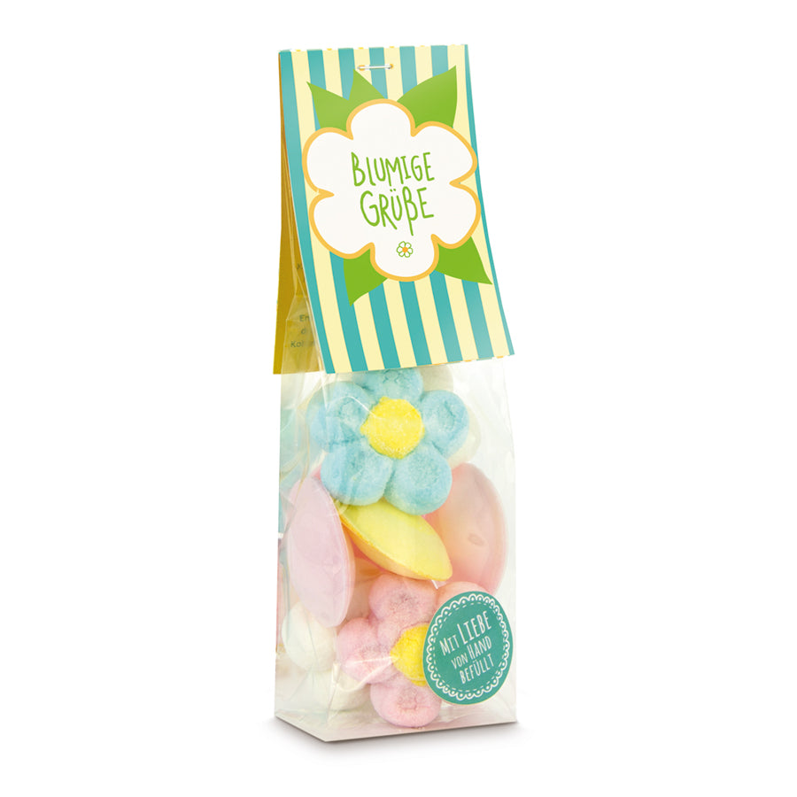 Schaumzucker Blumen und Brauseufos im Beutel 35 g – Beispielmotiv