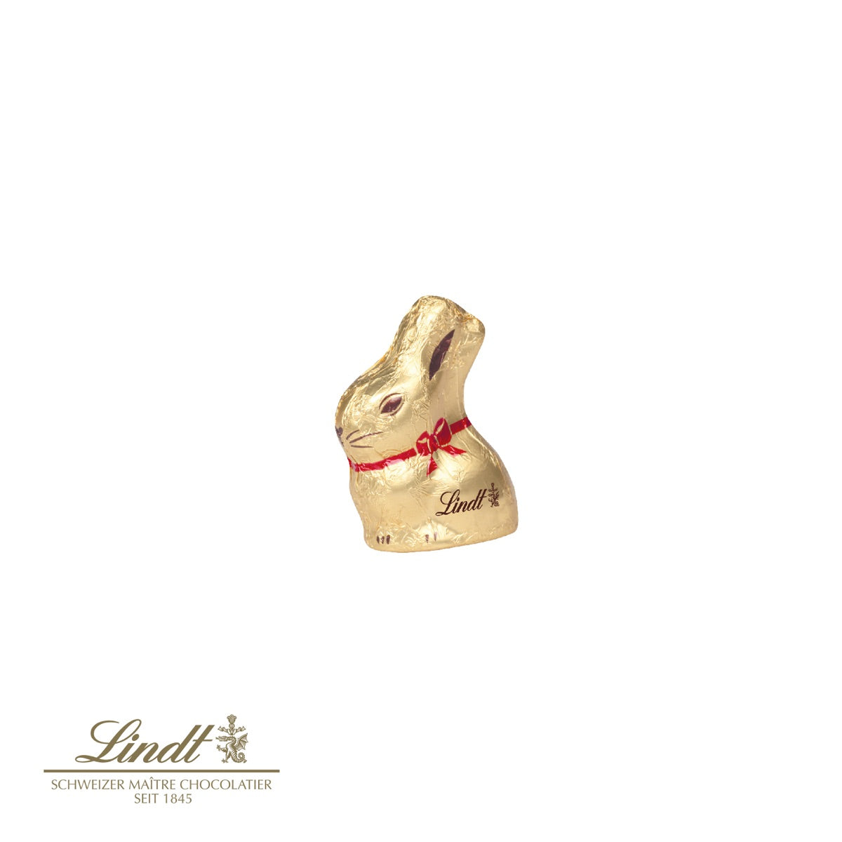 Goldhase von Lindt auf der Schokokarte unter dem Blister