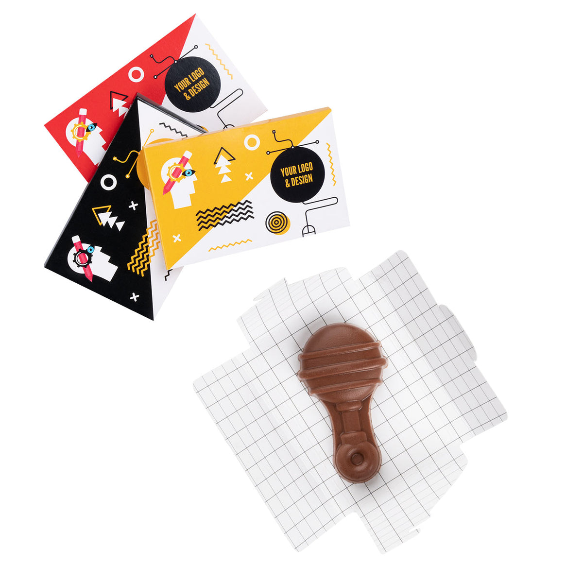 Schokolade individuelle Form 20 g, andere Rezeptur, Formbeispiel Rassel