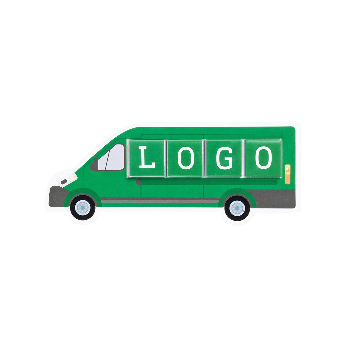 Schokoquadrate im Busumschlag mit Logo, Umschlag mit vier Schokoladenquadraten