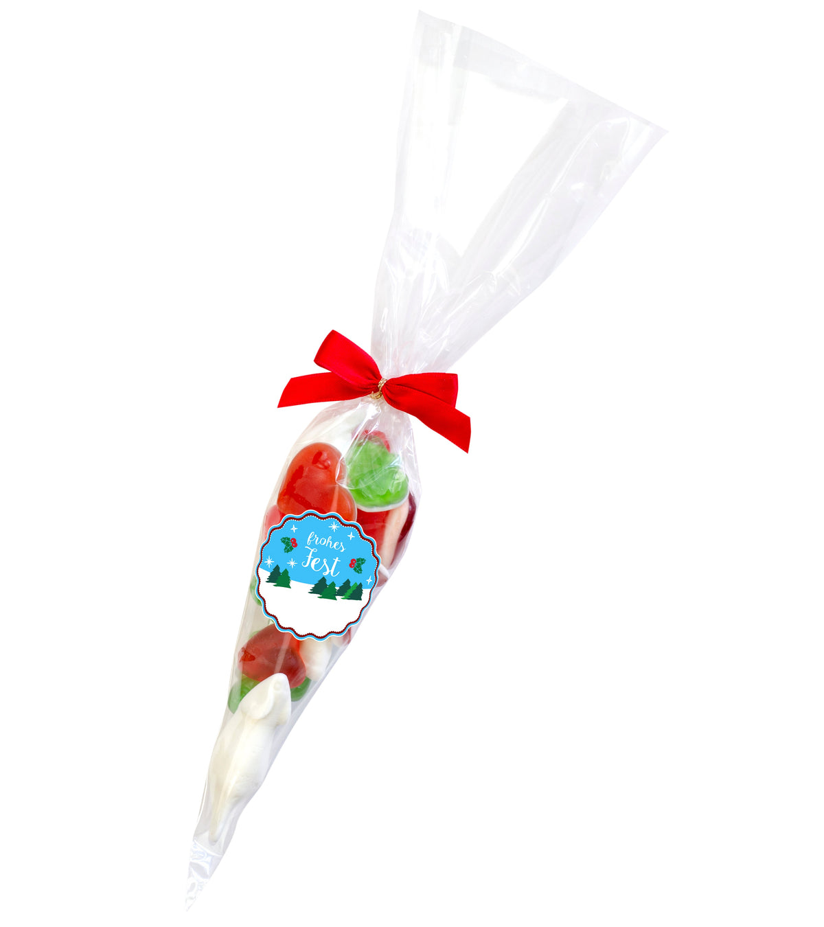 Spitztüte Weihnachtsmischung 100 g mit Logoetikett – Beispielmotiv