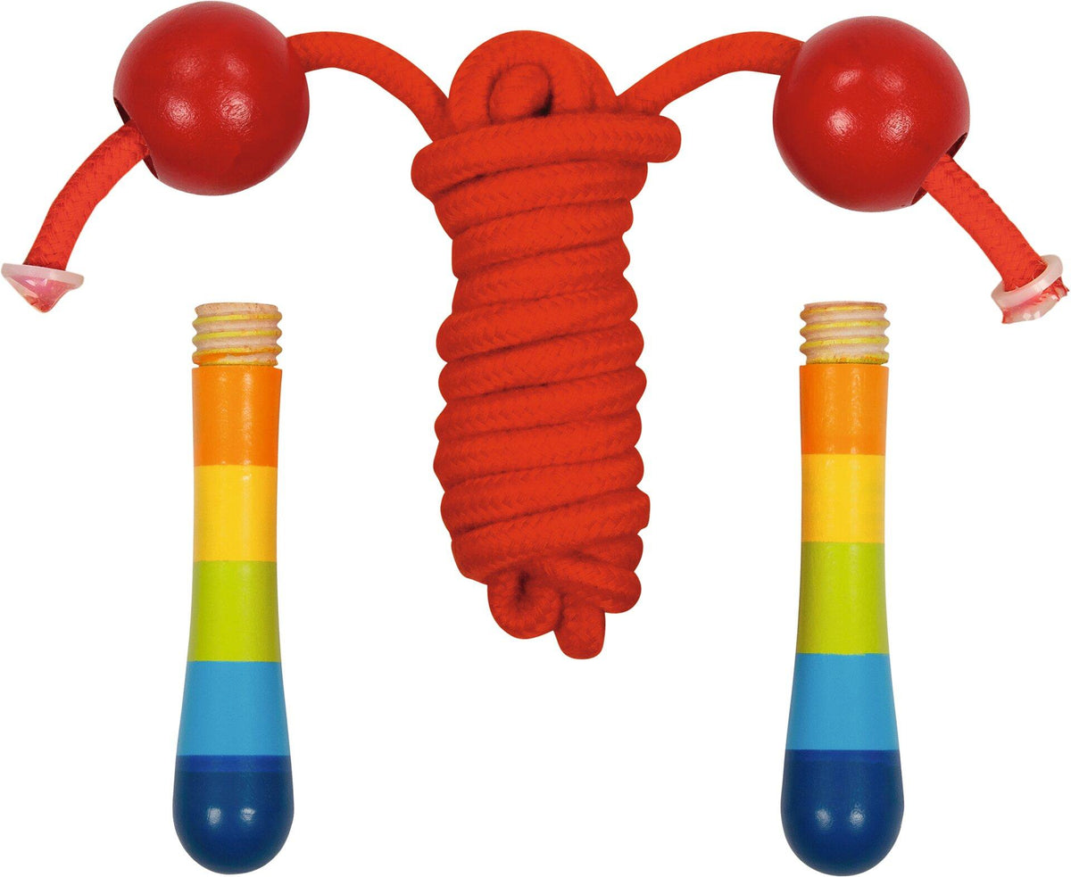Springseil Regenbogen mit bunten Griffen von goki – weitere Ansicht