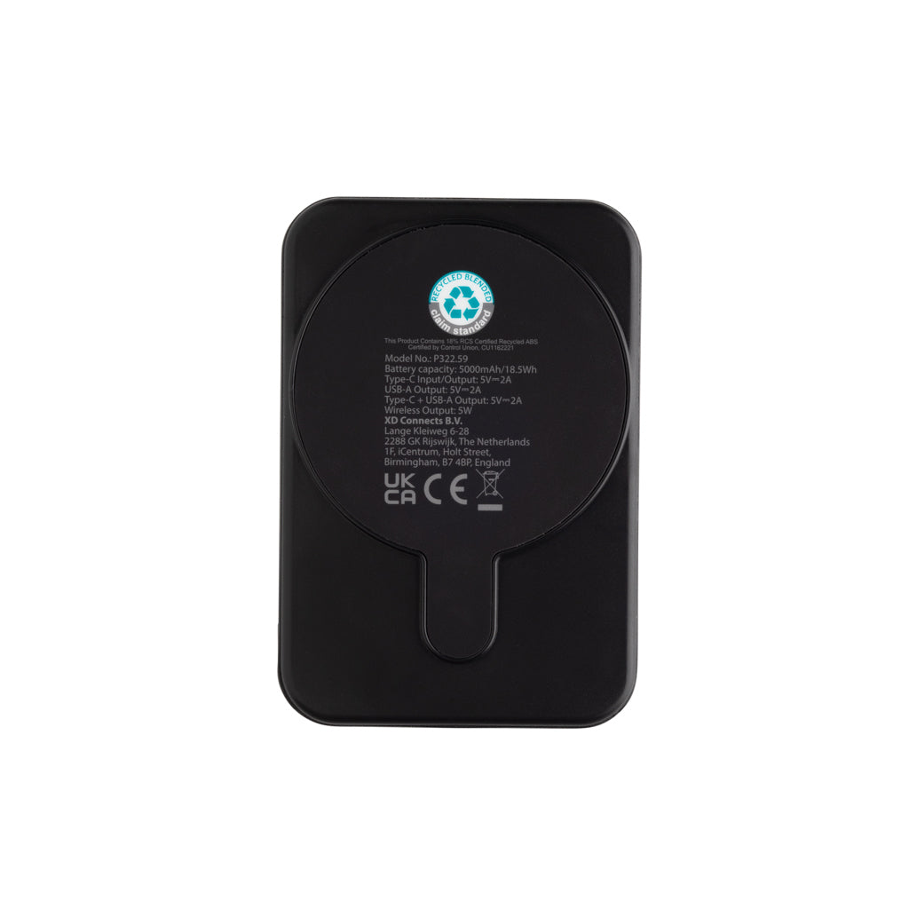 Stellar 5.000mAh 5W magnetische Powerbank aus RCS rec. ABS – schwarz