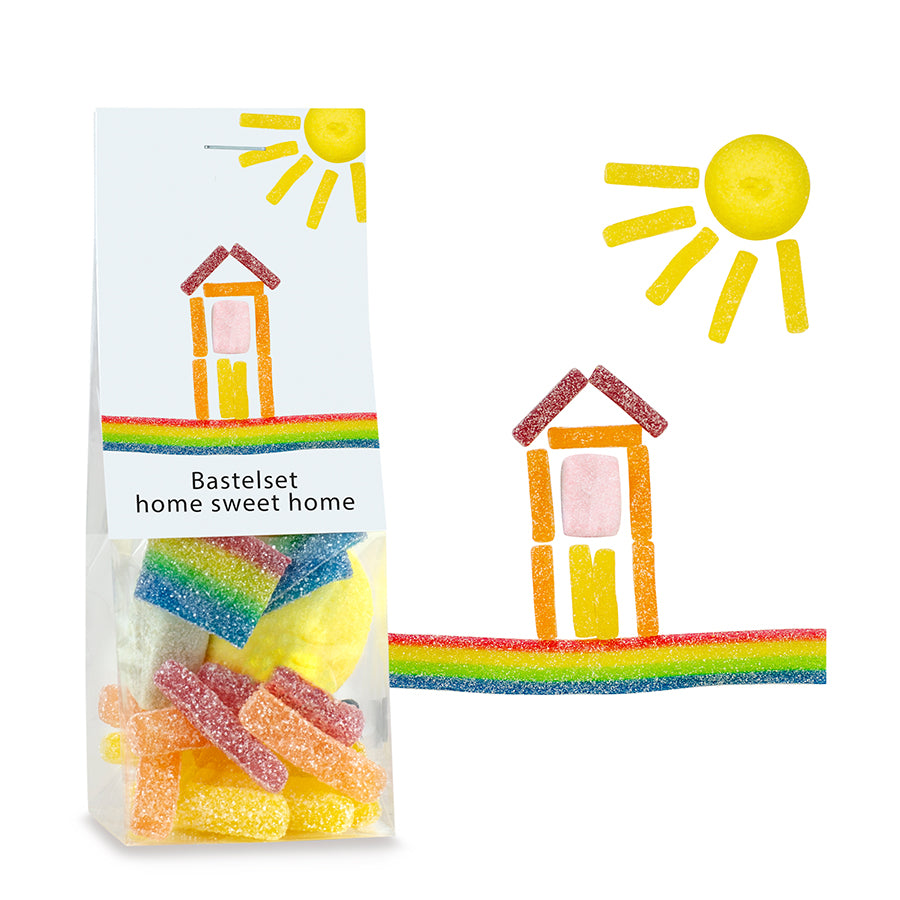 Süßigkeiten Bastelset Haus im Beutel 50 g mit Logo – Beispielmotiv