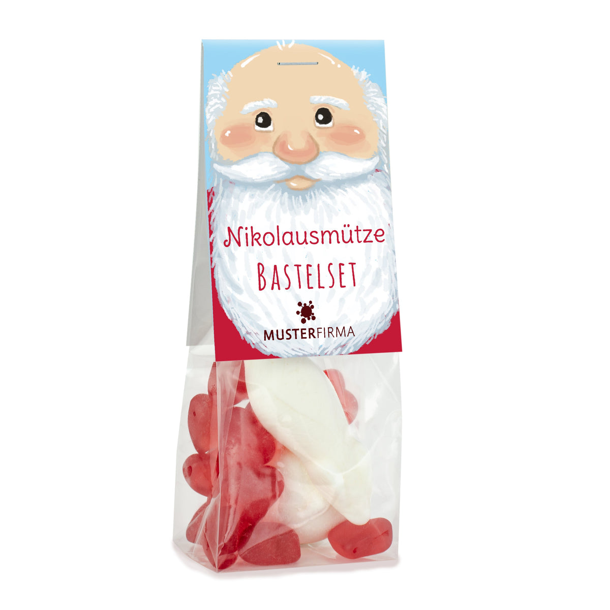 Süßigkeiten Bastelset Nikolausmütze im Beutel 40 g – Beispielmotiv
