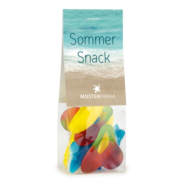 Süßigkeitenmix Sommer im Beutel 50 g mit Logo – Beispielmotiv