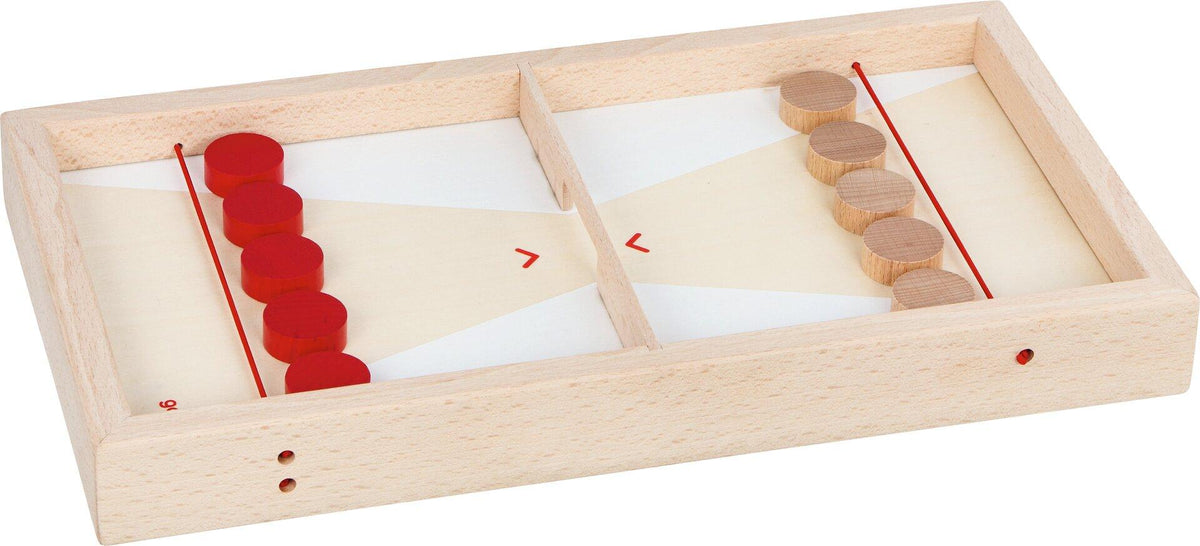 Super Puck Brettspiel 2 in 1 aus Holz mit roten Scheiben – weitere Ansicht