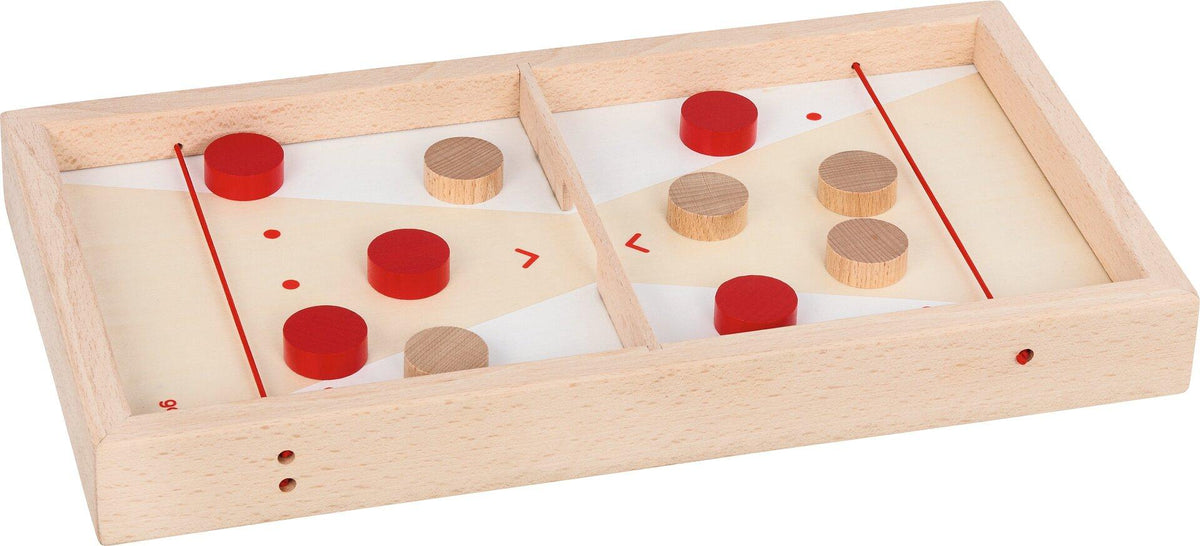 Super Puck Brettspiel 2 in 1 aus Holz mit roten Scheiben – weitere Ansicht