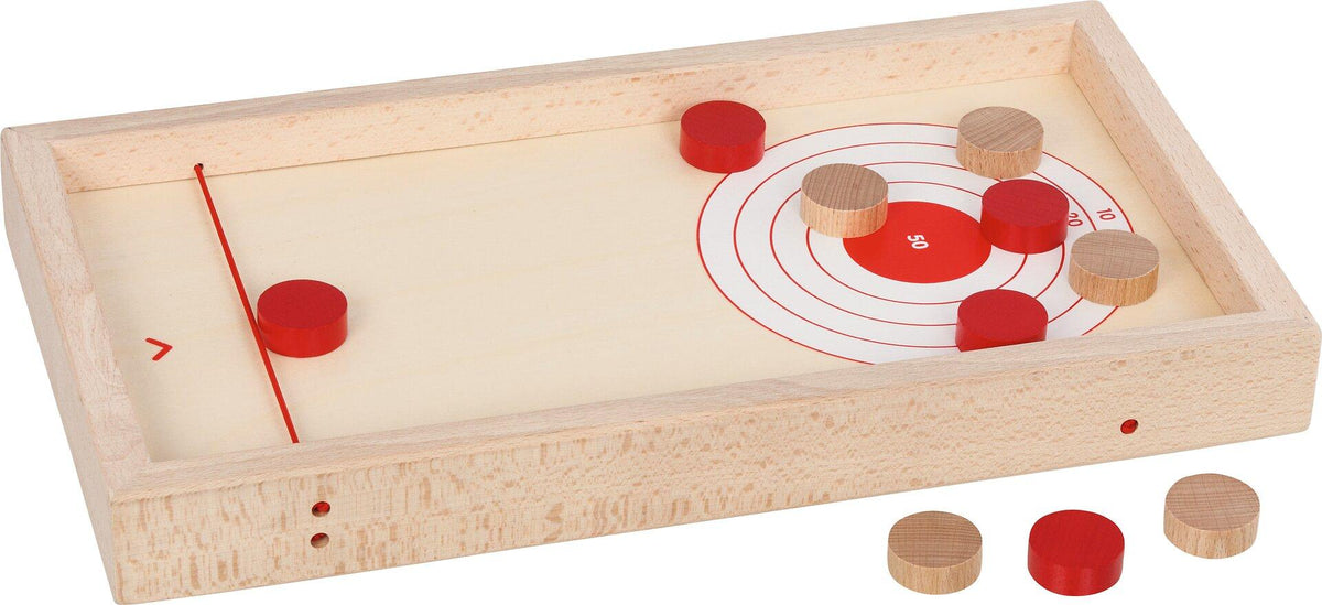 Super Puck Brettspiel 2 in 1 aus Holz mit roten Scheiben – weitere Ansicht