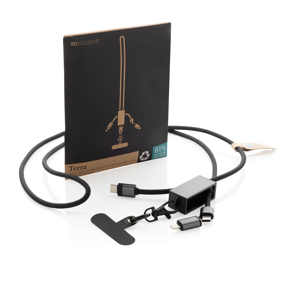 Terra 60Wduales Ladekabel aus RCS recyceltem PET mit Lanyard