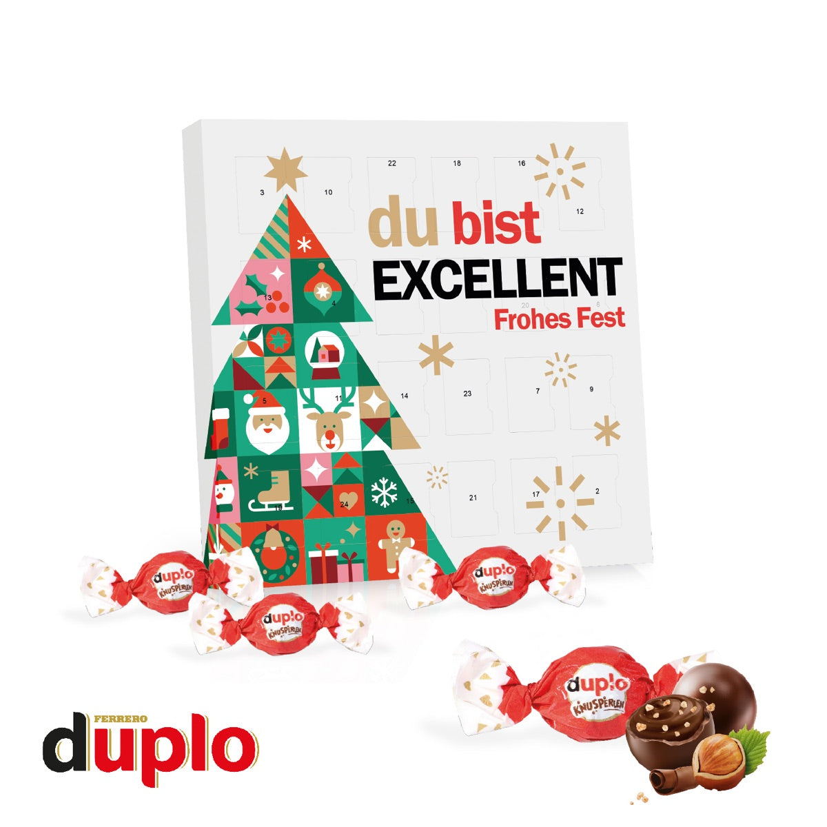 Quadratischer Tisch Adventskalender mit vollflächigem Werbedruck