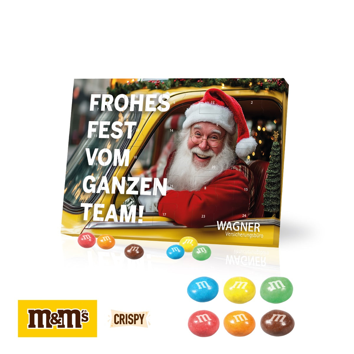 Kleiner Tisch Adventskalender im Querformat mit individuellem Werbemotiv