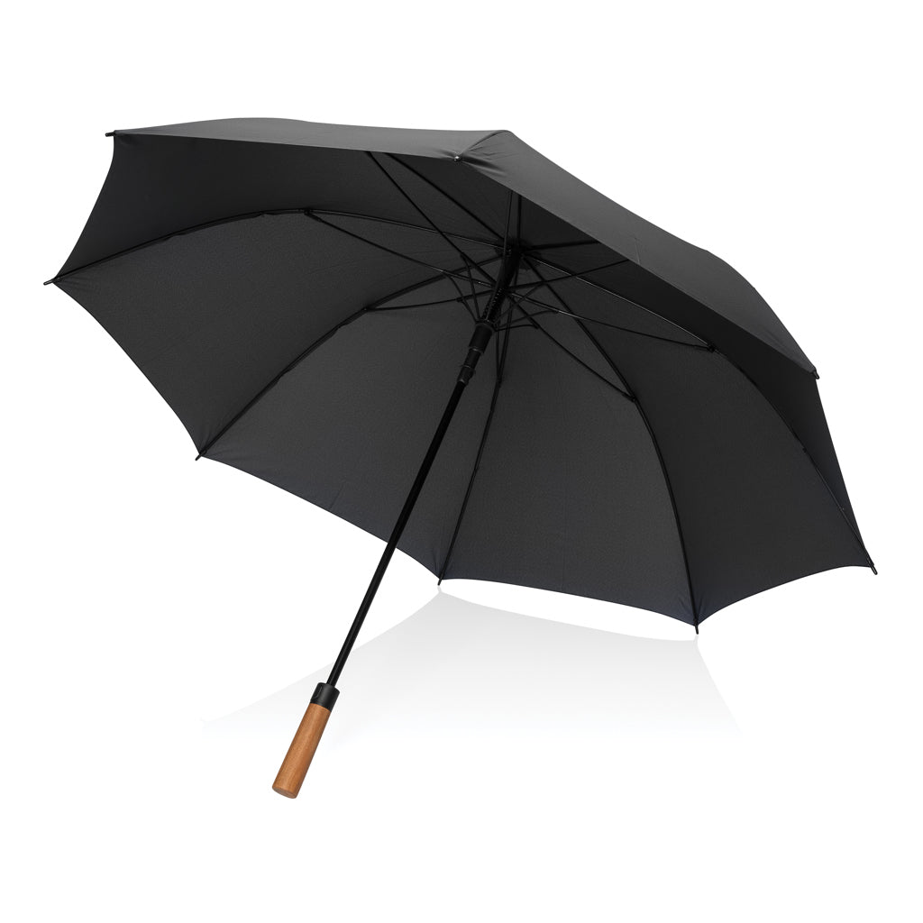 Tony Aware™ RPET 30" Schirm mit auto. Öffnung & Akaziengriff – schwarz