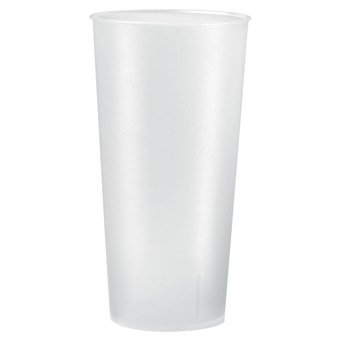 Trinkbecher „Mehrweg“ 0,5 l – Transparent milchig