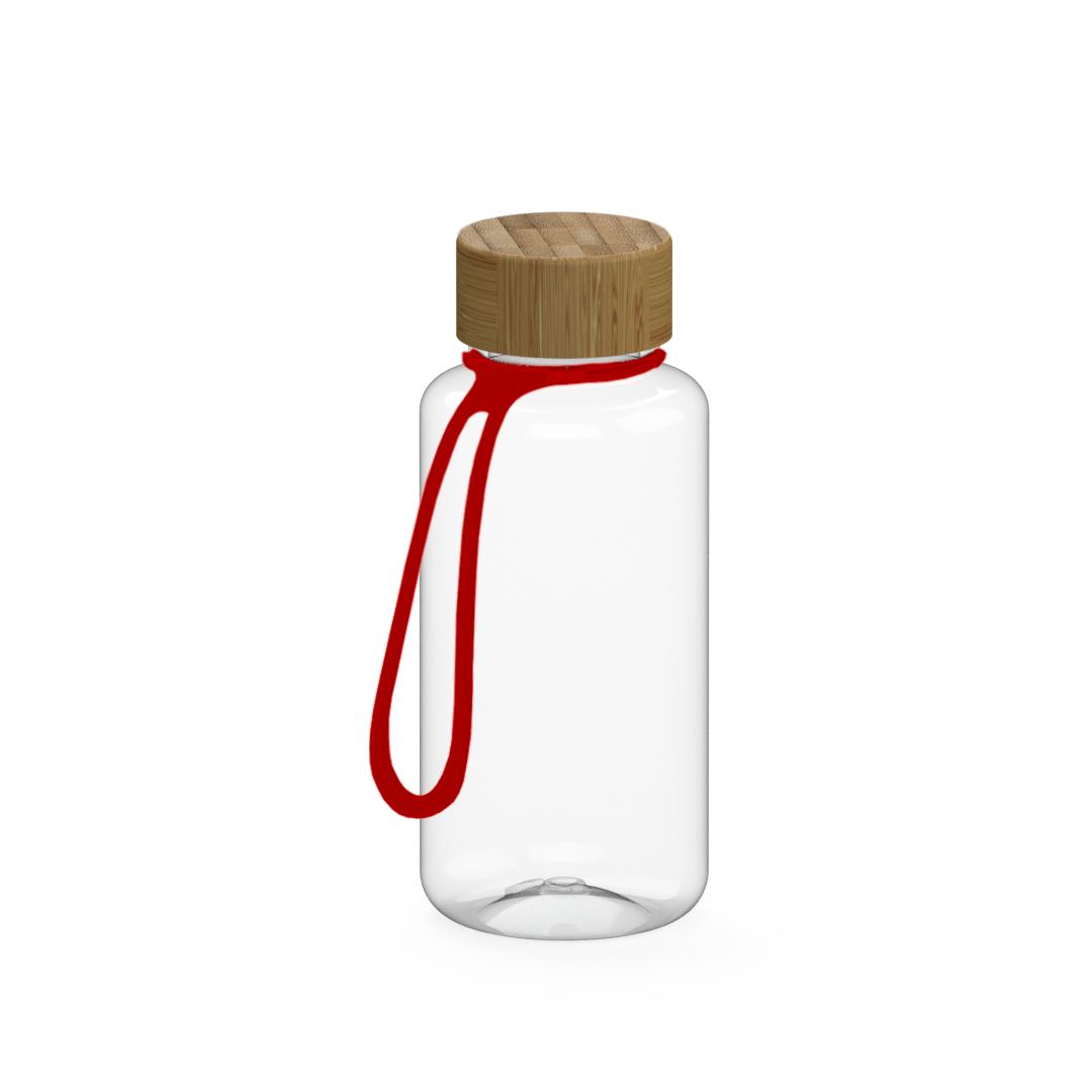 Trinkflasche, 700 ml, inkl. Strap – Transparent / Rot