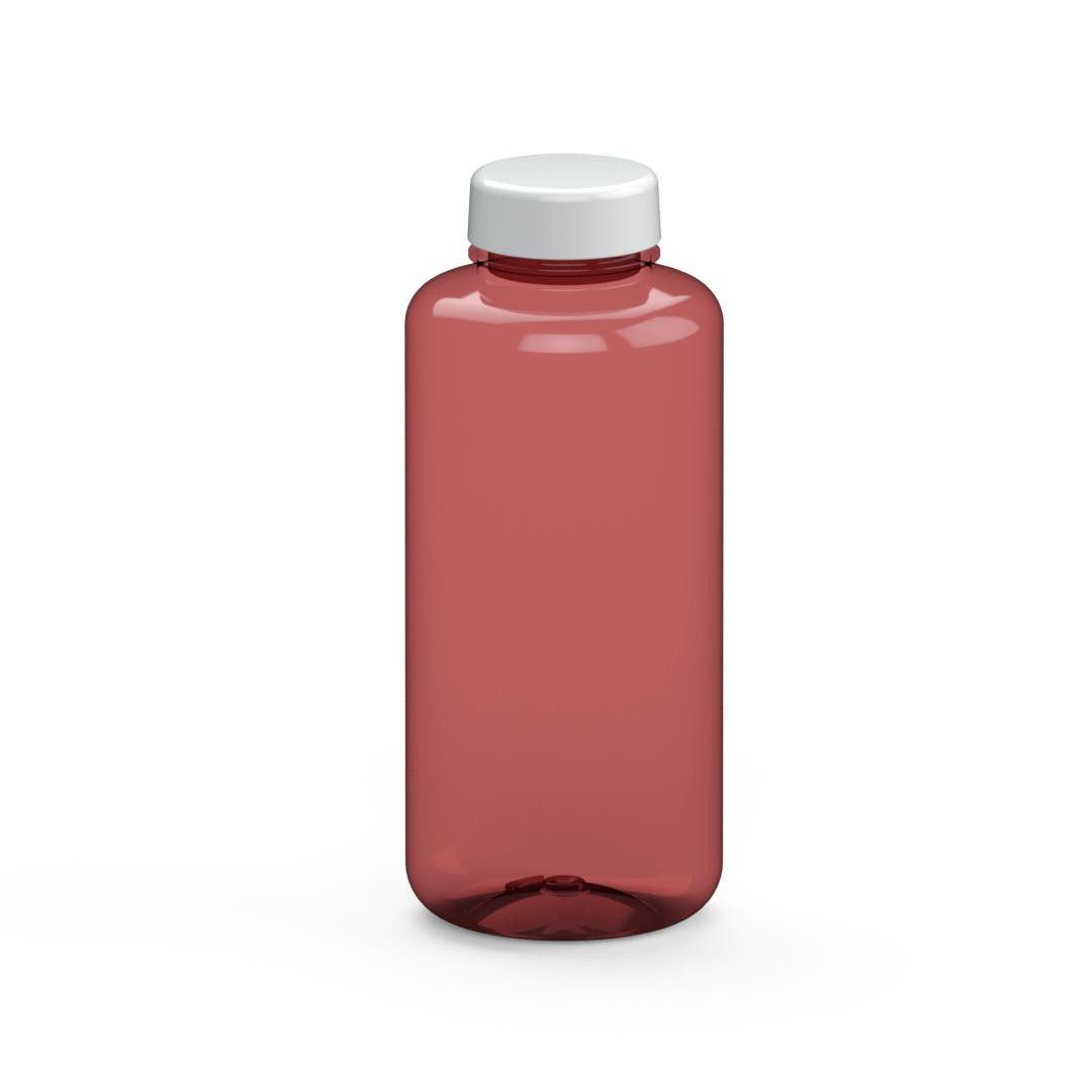 Trinkflasche „Refresh“, 1,0 l – Transluzent rot / Weiß