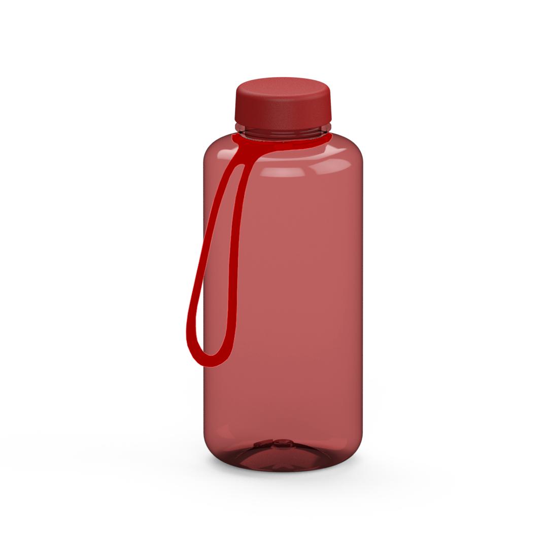 Trinkflasche „Refresh“, 1,0 l, inkl. Strap – Transluzent rot / Rot
