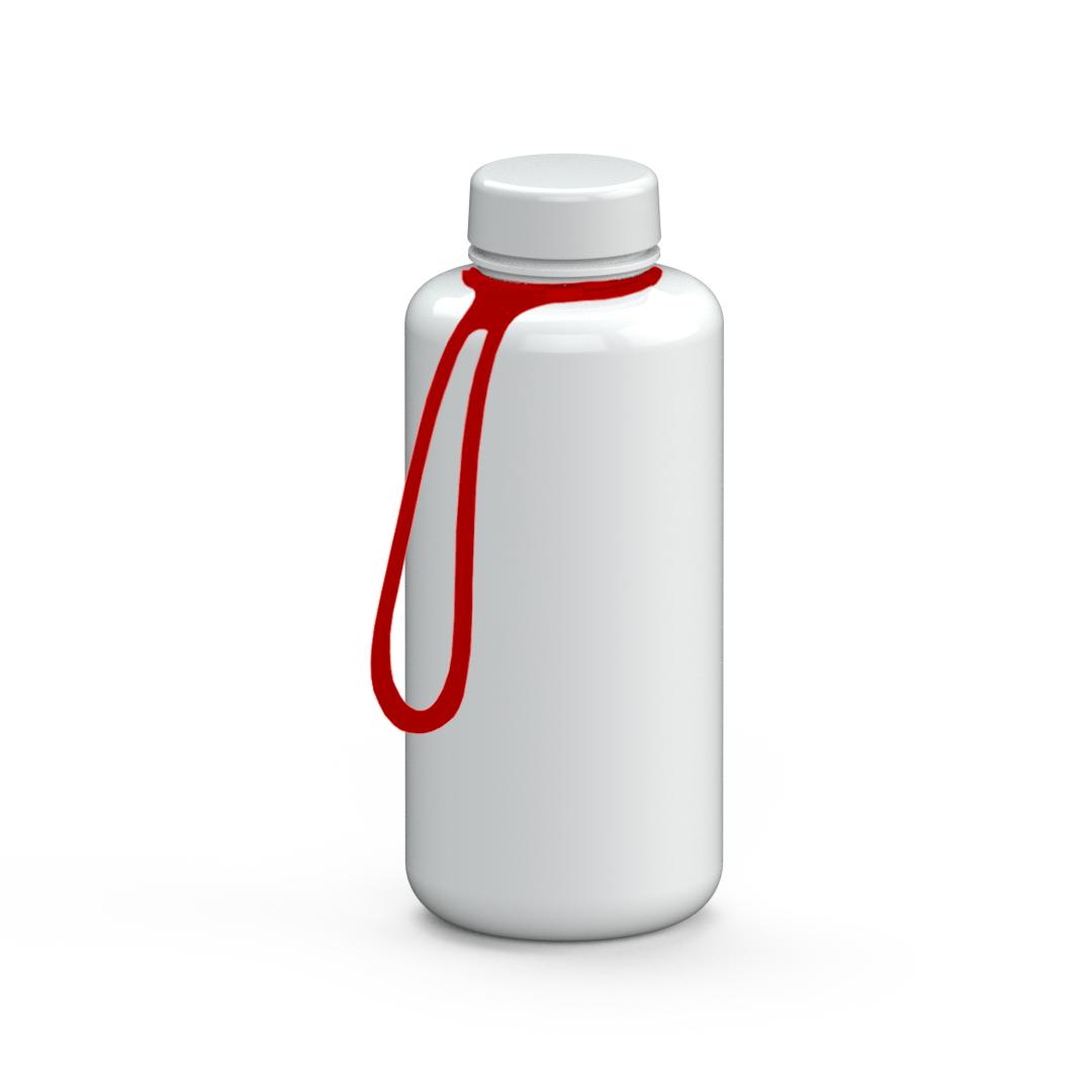 Trinkflasche „Refresh“, 1,0 l, inkl. Strap – Weiß / Rot (00101)