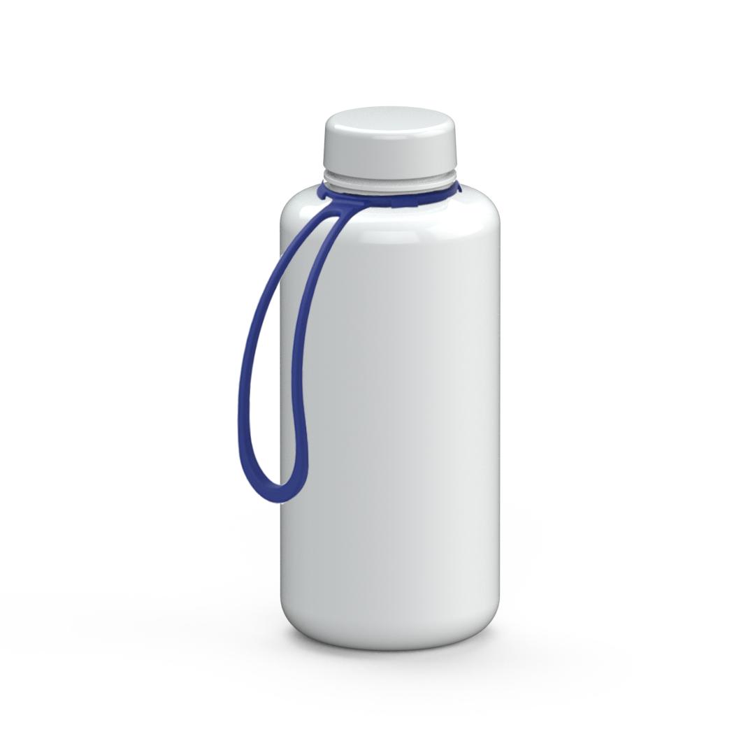 Trinkflasche „Refresh“, 1,0 l, inkl. Strap – Weiß / Blau (00104)