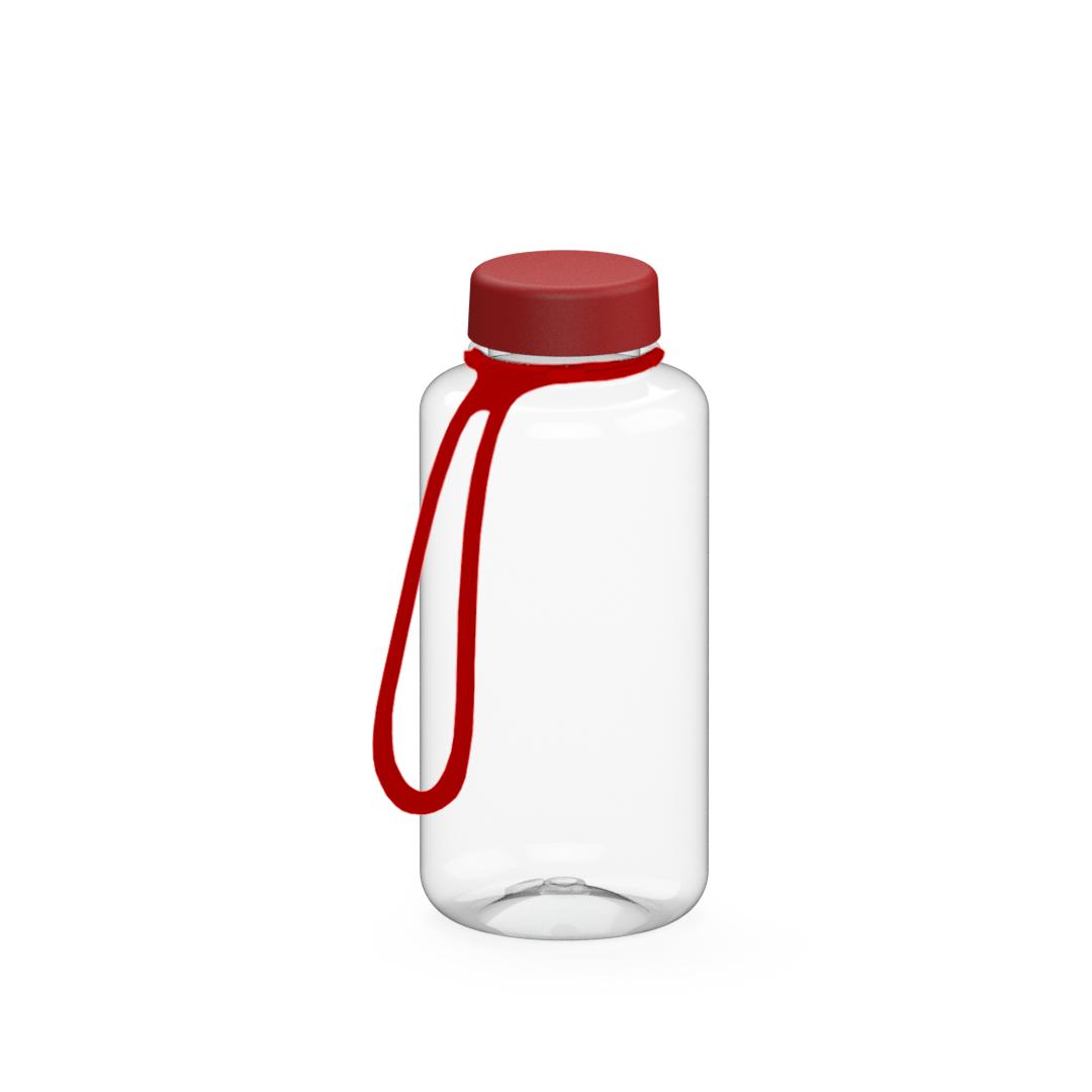 Trinkflasche „Refresh“, 700 ml, inkl. Strap – Transparent / Rot