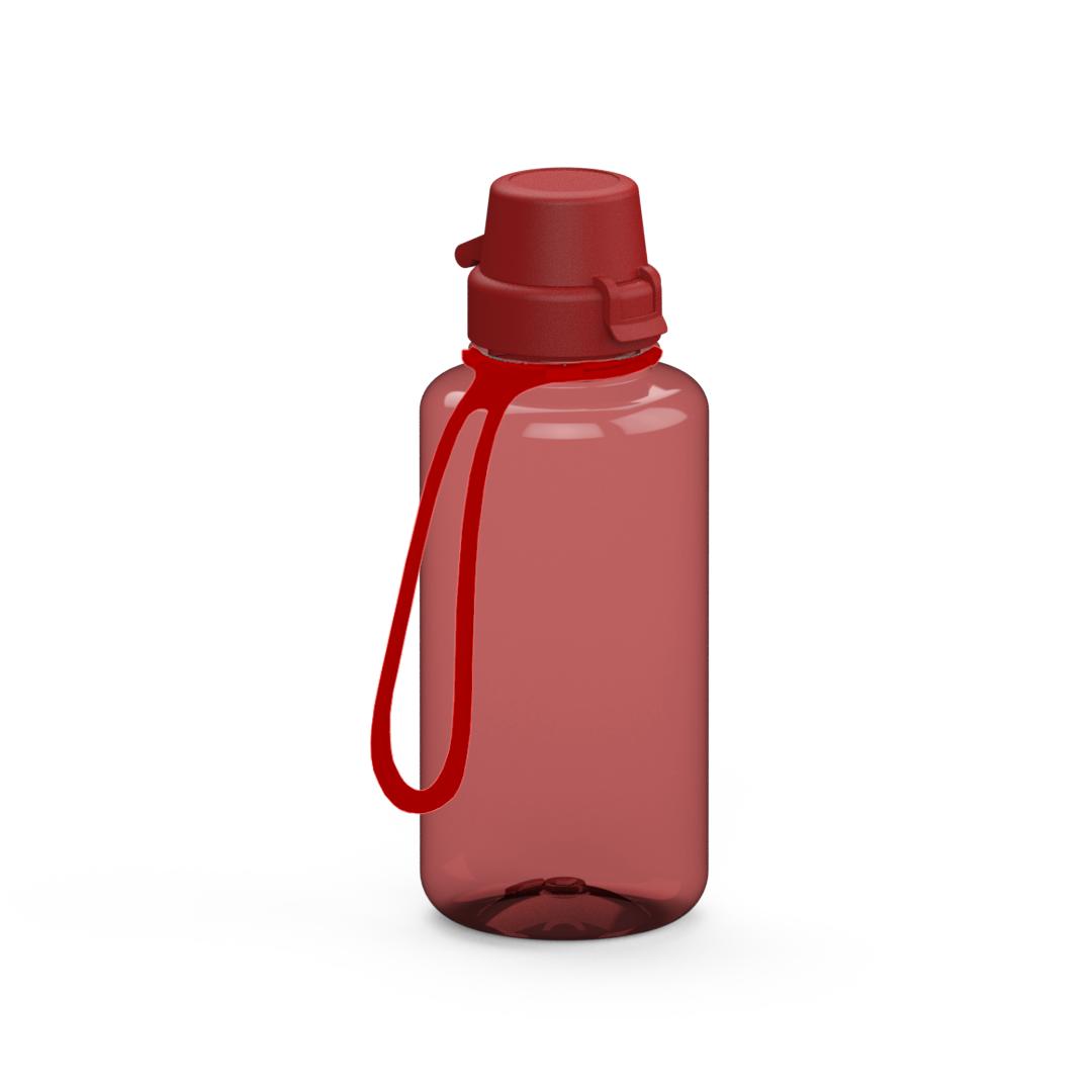 Trinkflasche „School“, 700 ml, inkl. Strap – Transluzent rot / Rot