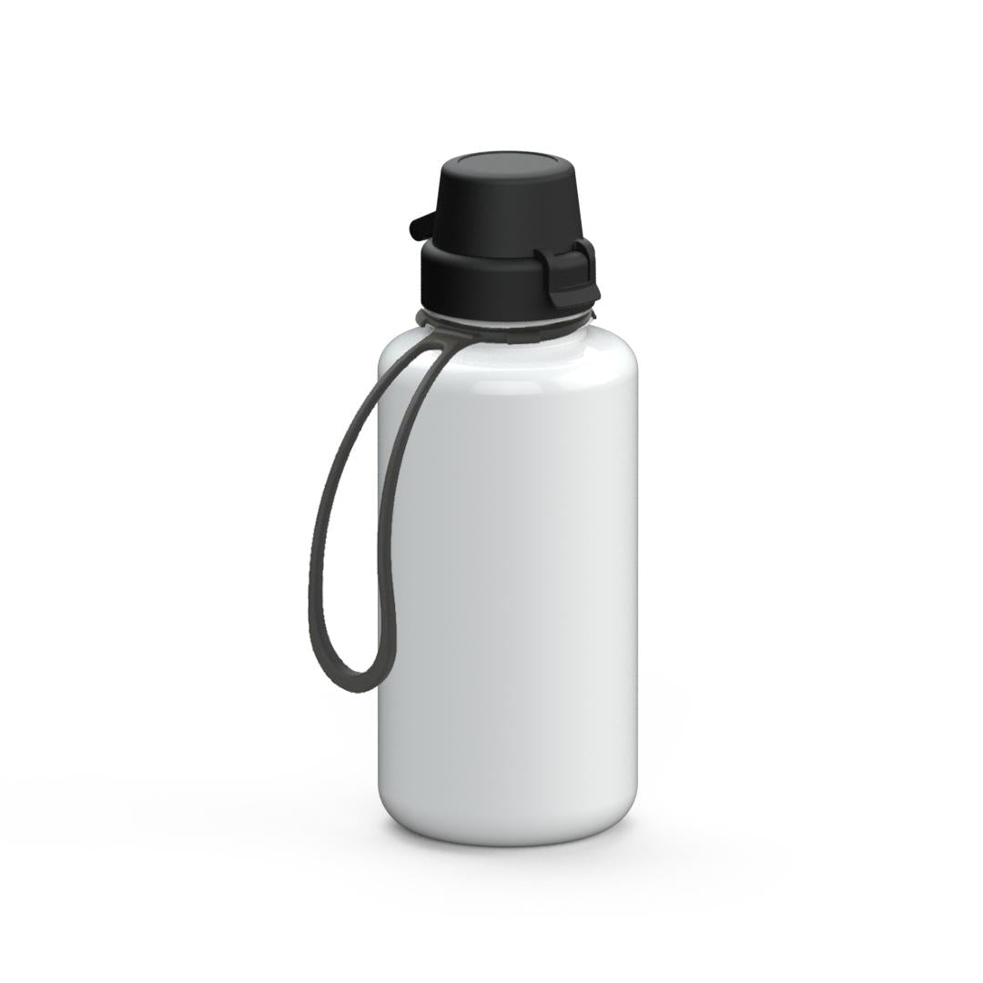 Trinkflasche „School“, 700 ml, inkl. Strap – Weiß / Schwarz (00102)