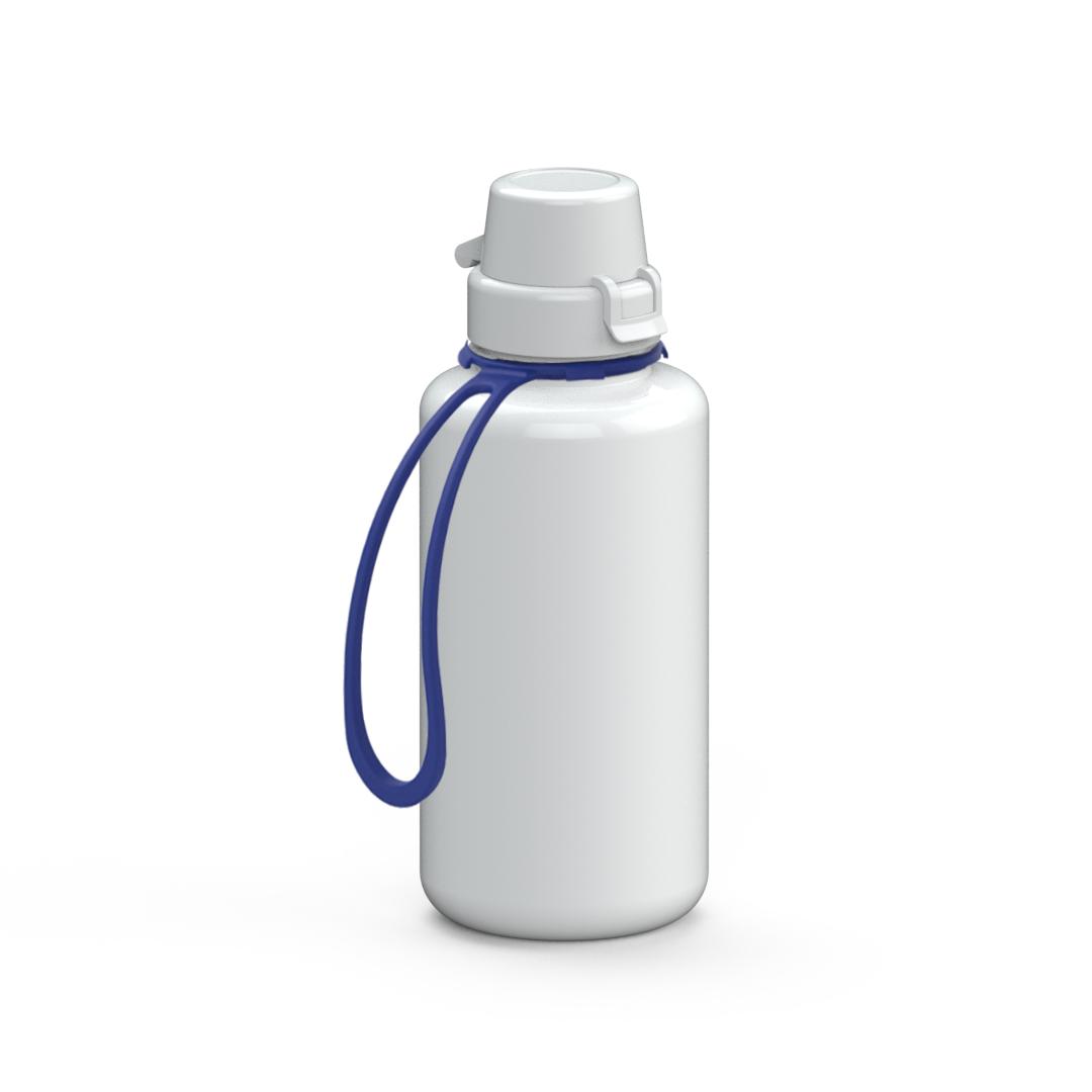 Trinkflasche „School“, 700 ml, inkl. Strap – Weiß / Blau (00104)