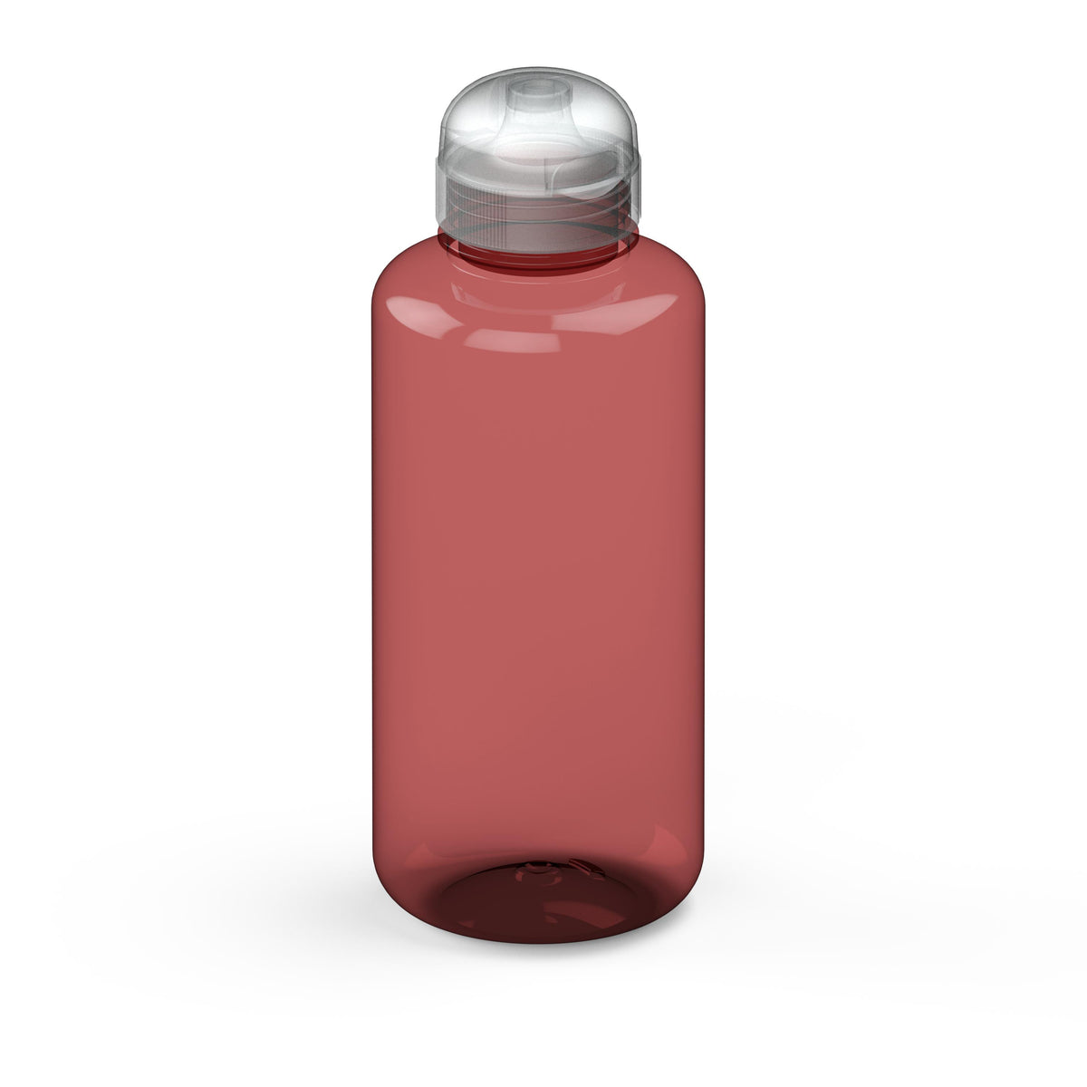 Trinkflasche „Sports“, 1,0 l – Transparent rot / Transparent