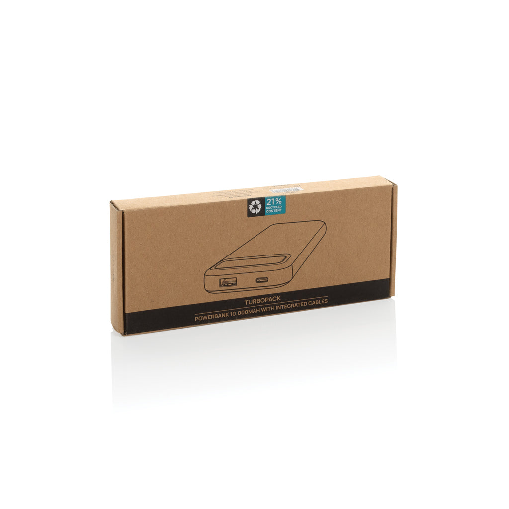 Turbopack 10000mAh Powerbank mit integr. Kabeln aus RCS rABS