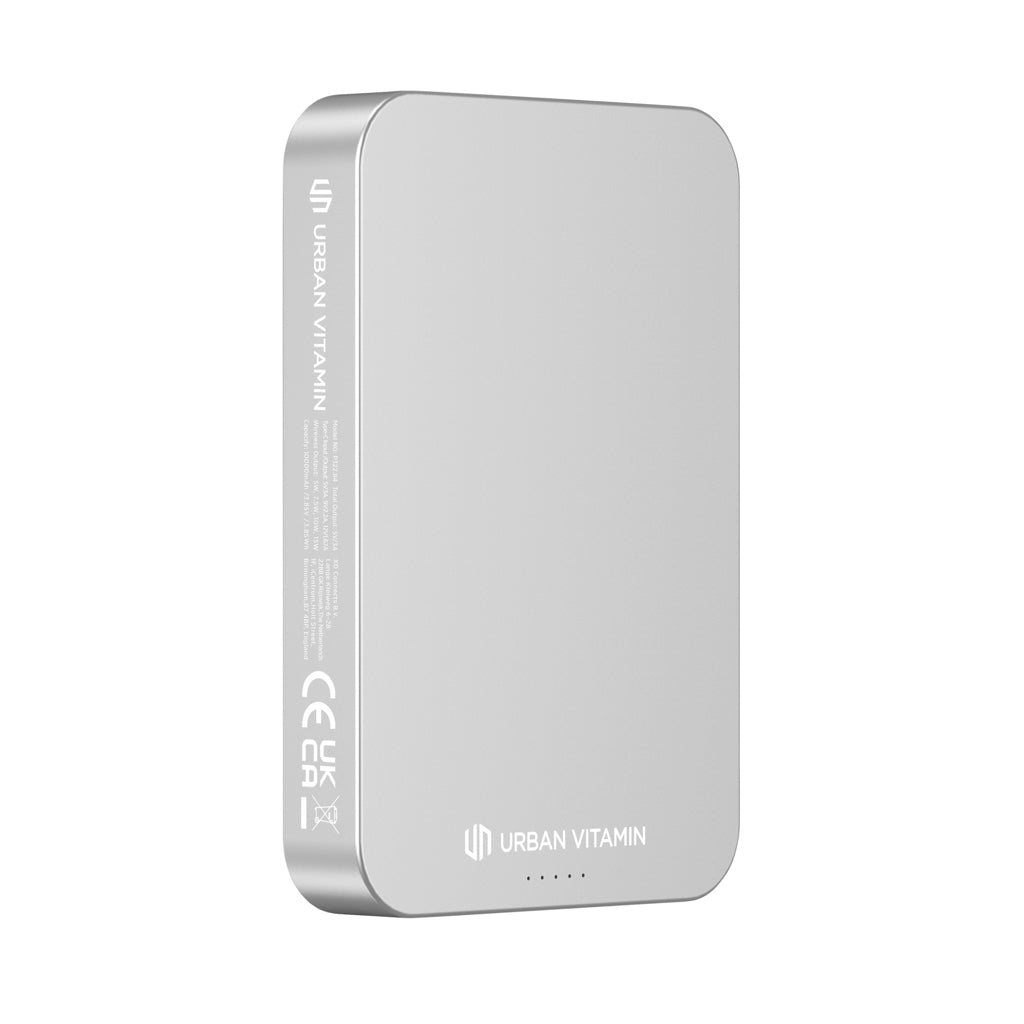 Urban Vitamin Compton 10000mAh Powerbank aus RCS Plastik/Alu – silber