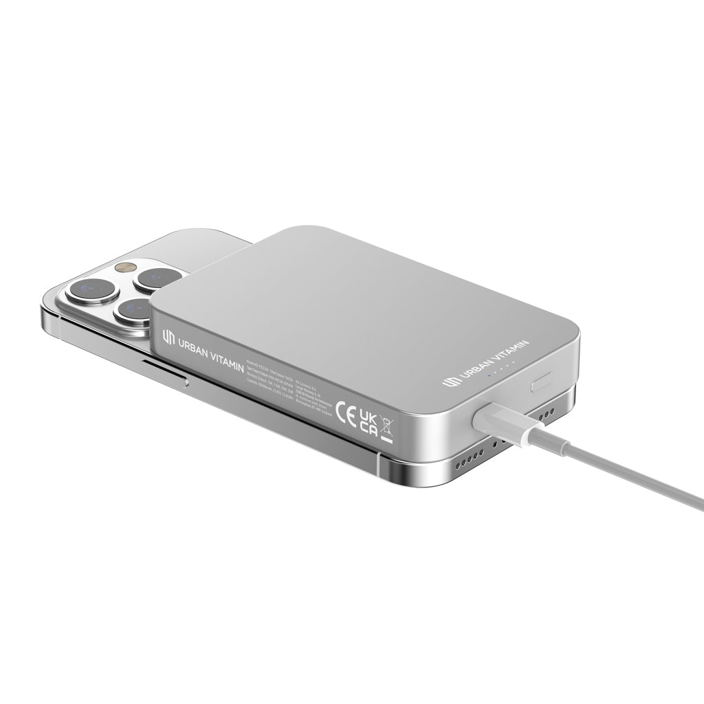 Urban Vitamin Compton 10000mAh Powerbank aus RCS Plastik/Alu – silber