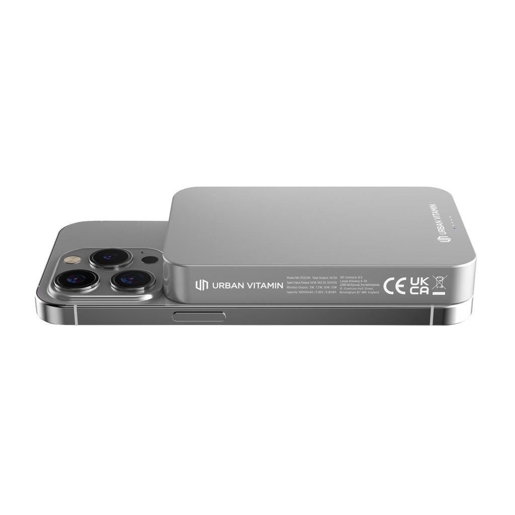 Urban Vitamin Compton 10000mAh Powerbank aus RCS Plastik/Alu – silber