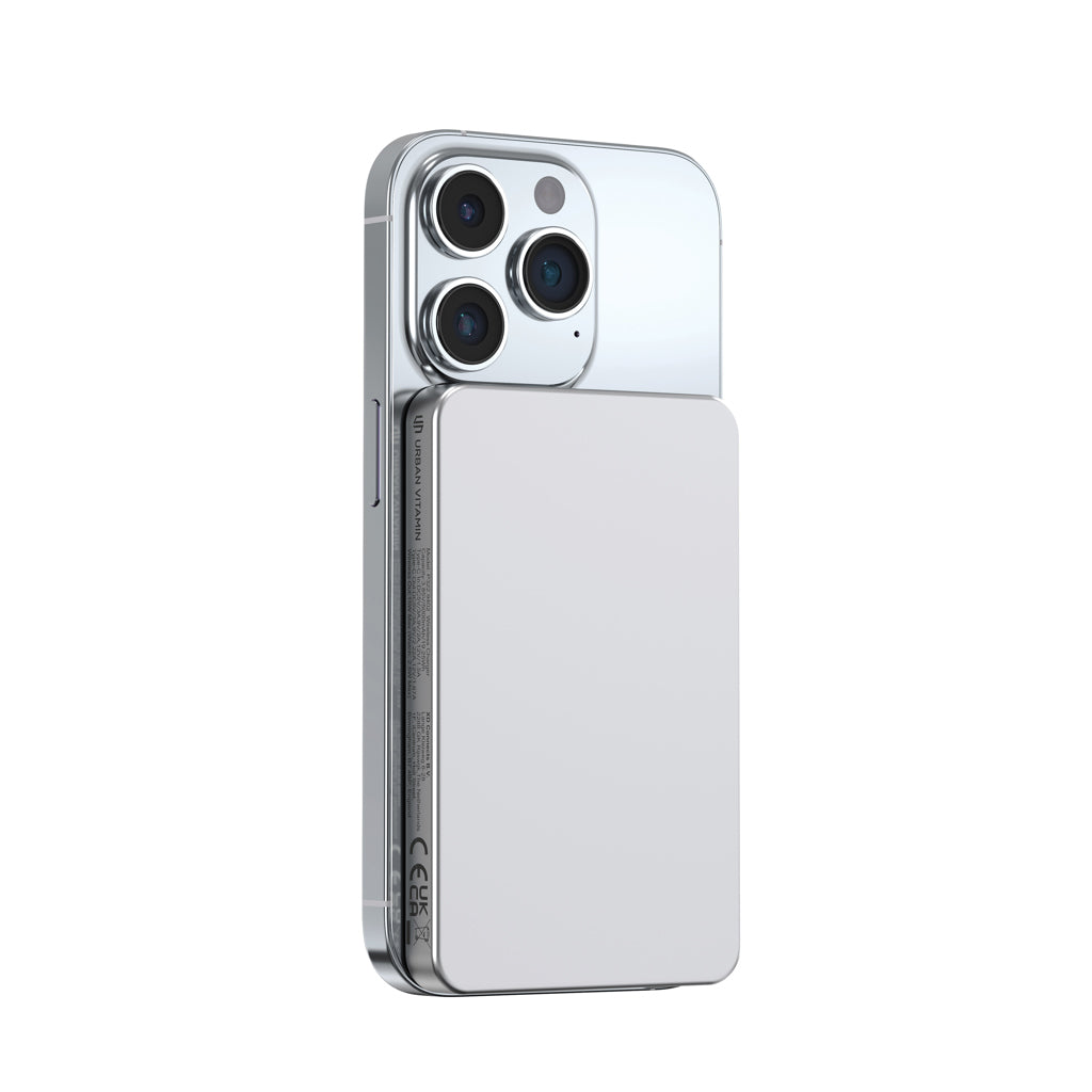 Urban Vitamin Marin 5.000mAh magnet. 15W Wireless Powerbank – silber