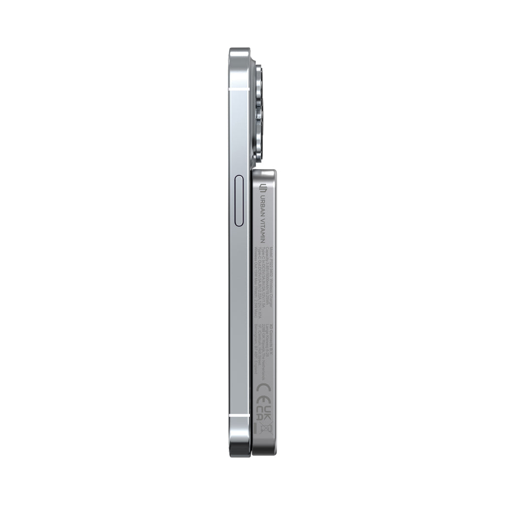 Urban Vitamin Marin 5.000mAh magnet. 15W Wireless Powerbank – silber