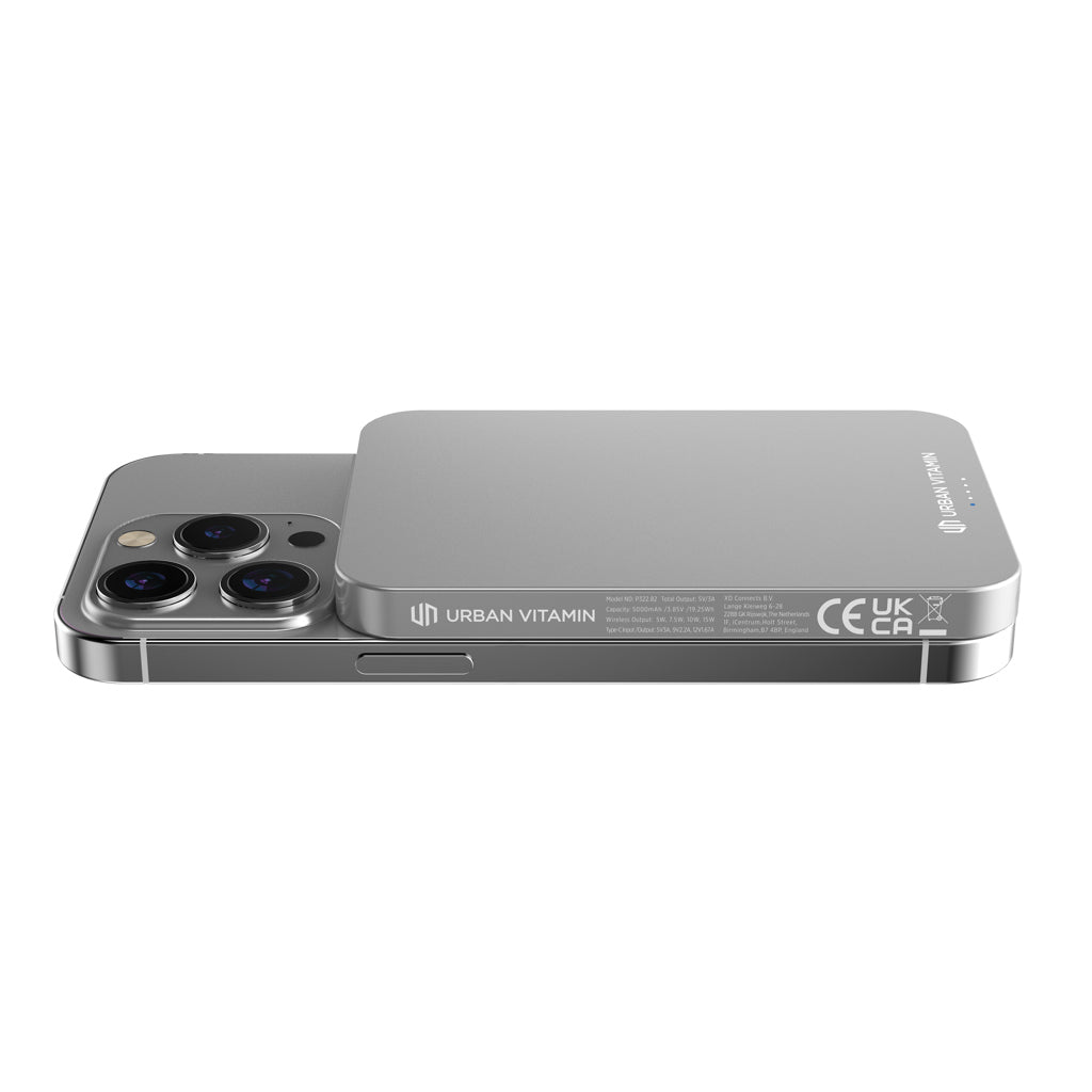 Urban Vitamin Richmond 5000mAh Powerbank aus RCS Plastik/Alu – silber