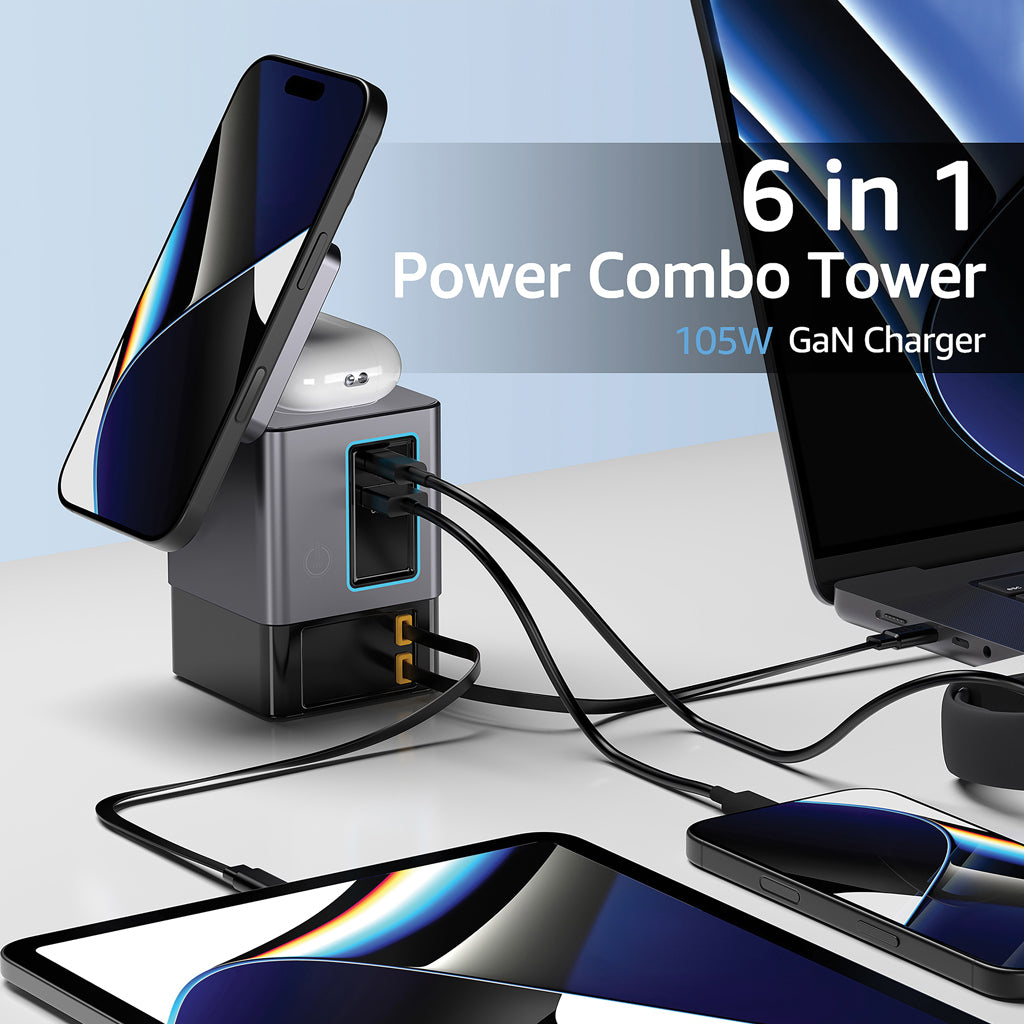 Urban Vitamin Sacramento 105W GaN Charger mit einz. Kabeln