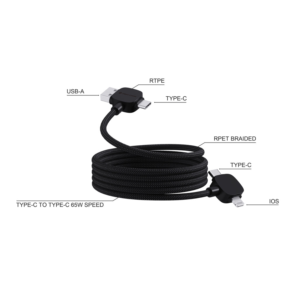 Urban Vitamin Stockton 65W magnet. Kabel RCS recyc. TPE/PET – schwarz