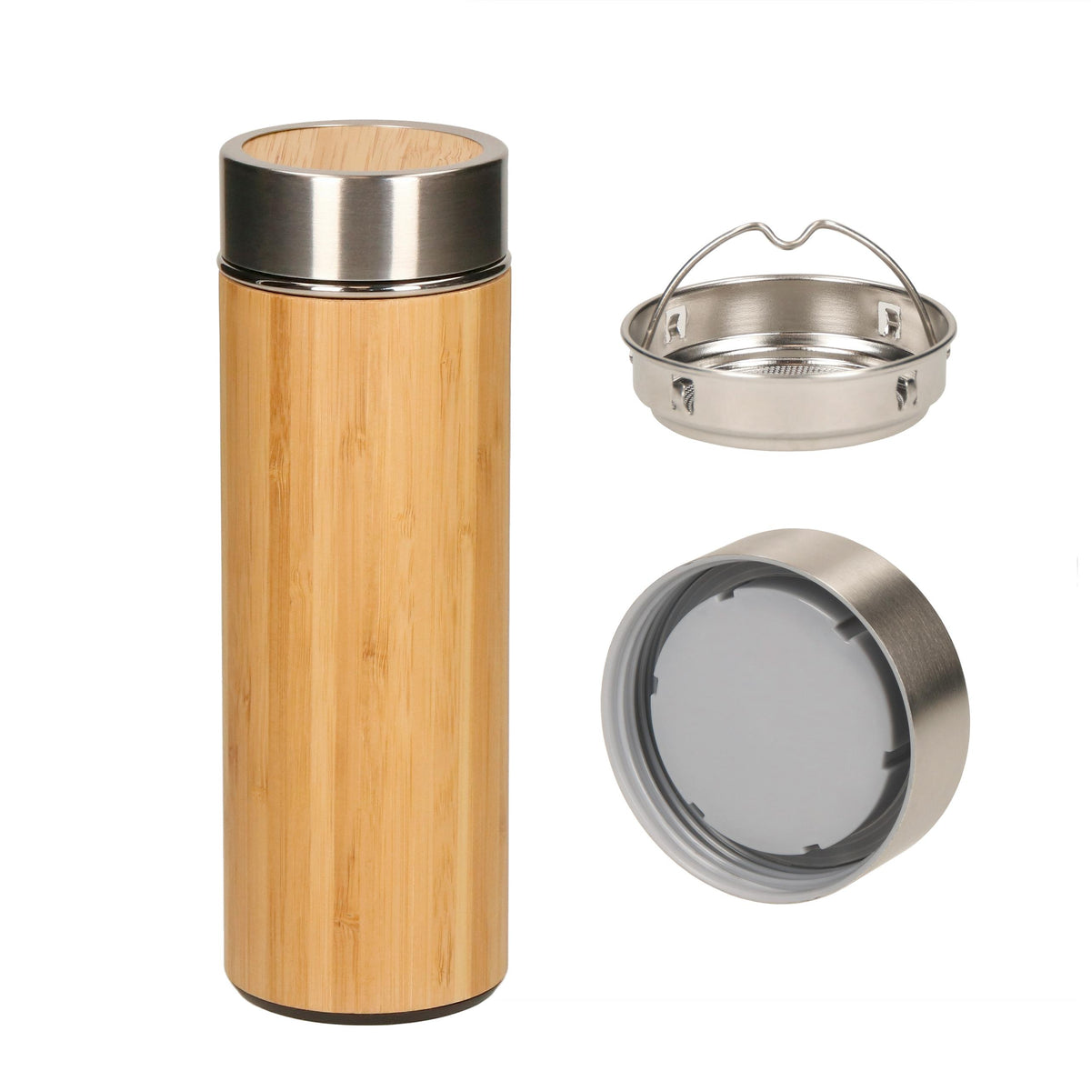 Vakuum Flasche „Bambus“, small – Braun