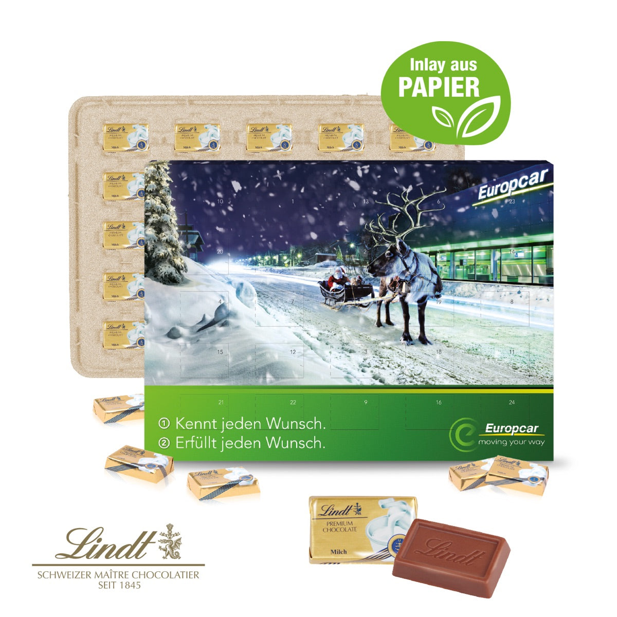 Bedruckter Wand Adventskalender mit 24 Türchen und Aufhängeloch