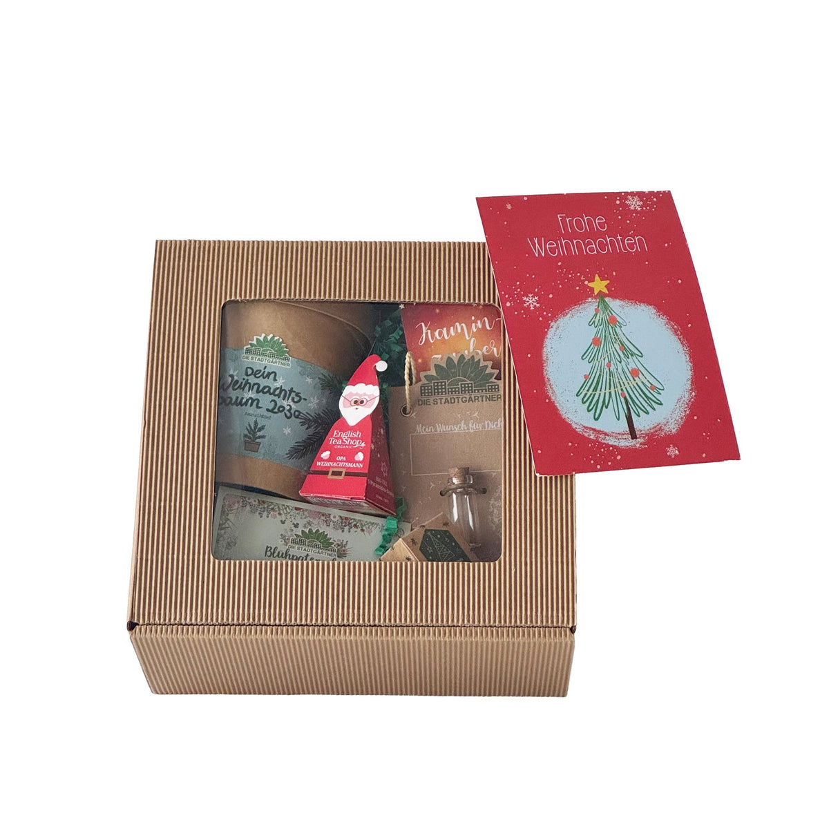 Weihnachtliche Geschenkbox M für das Team mit Logo – Detail